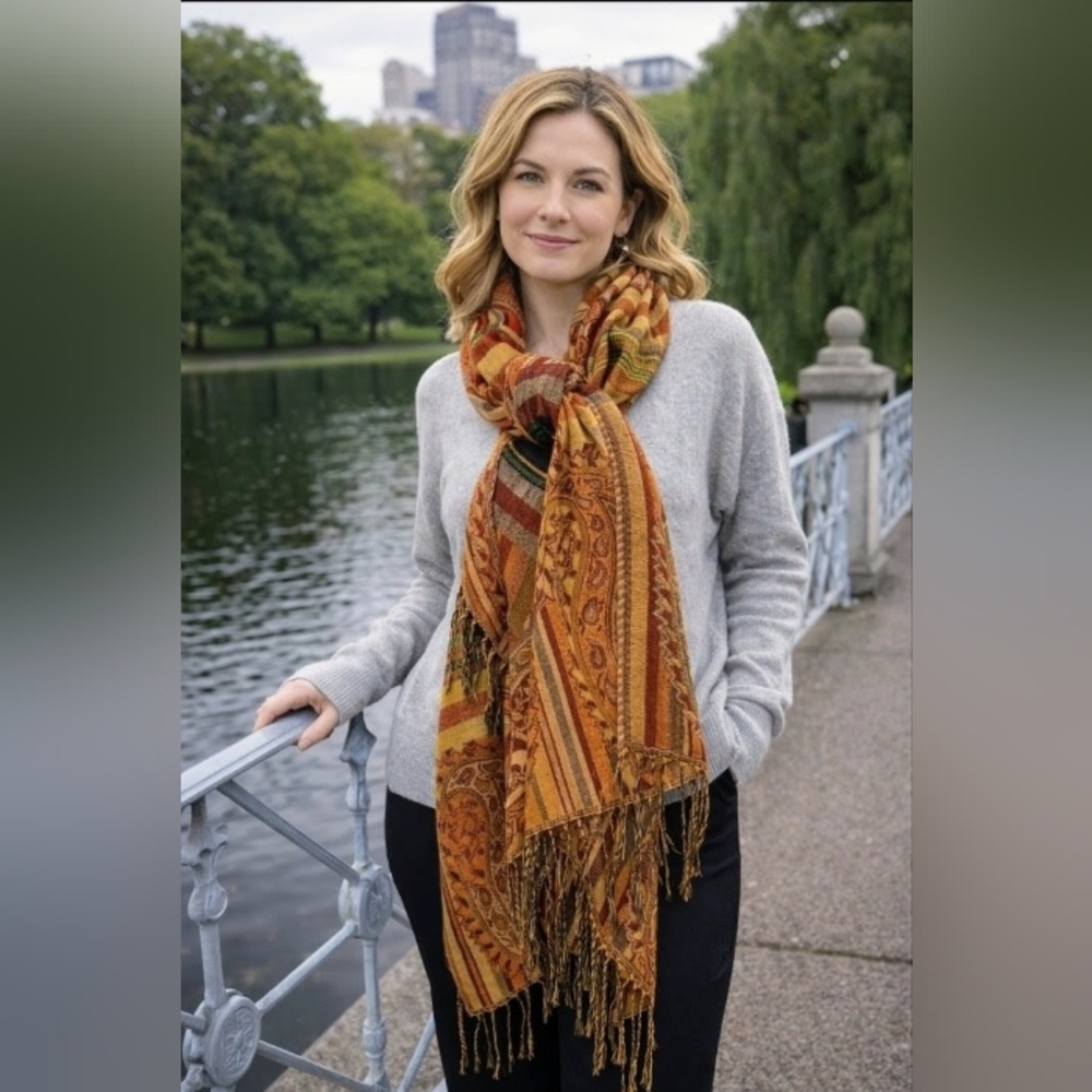 Warm and Soft Pashmina Scarf In Autumn Colors